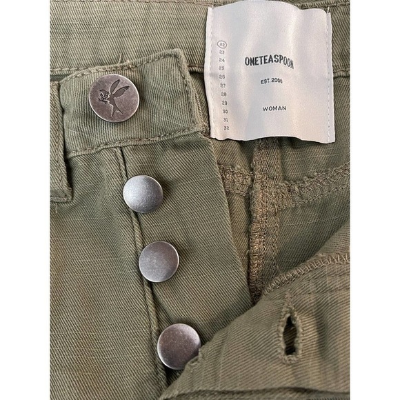 One Teaspoon Size 22 Green Safari Sinners Distressed Button Harem Pants - New - Picture 3 of 11
